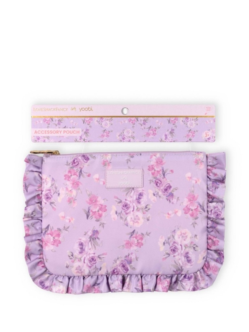 LoveShackFancy │ Yoobi Happy Thoughts Ruffle Accessory Pouch (lavender floral)